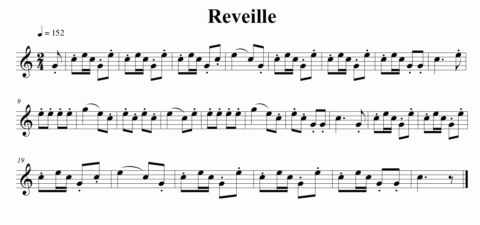 Music for the Reveille Bugle Call