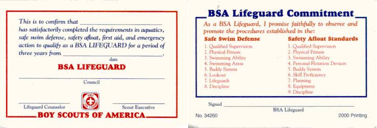 BSA Lifeguard Wallet Card