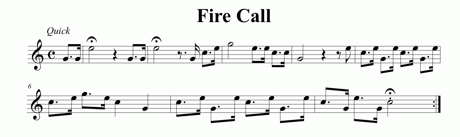 Music for the Fure Call bugle call